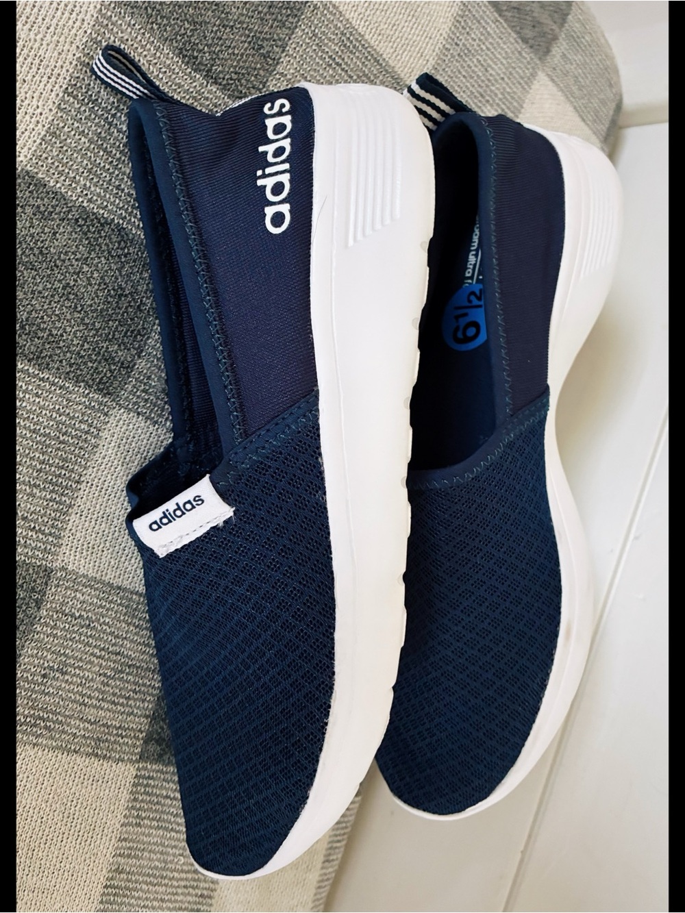 adidas Navy and White Slip-On Athletic Sneakers - Picture 7 of 8